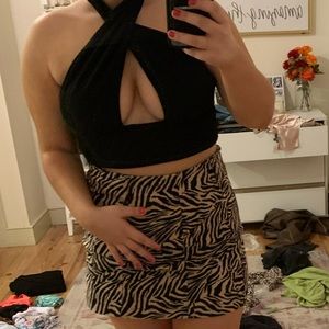 tan and black zebra mini skirt